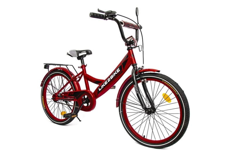 Велосипед дитячий 2-х колісний 20'' 212001 Like2bike Sky, бордовий, рама сталь, з дзвінком, ручні гальма