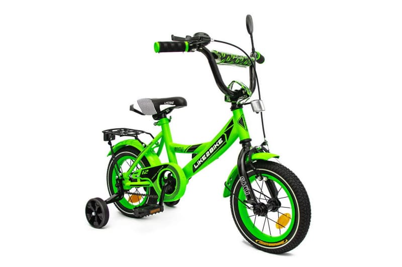 Велосипед дитячий 2-х колісний 12'' 211215(1 шт) Like2bike Sky, салатовий, рама сталь, з дзвінком, ручні гальма