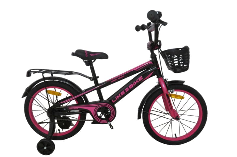 Велосипед дитячий 2-х колісний 16'' 241807 Like2bike Dark Rider, чорно-рожевий, рама сталь, з дзвінком