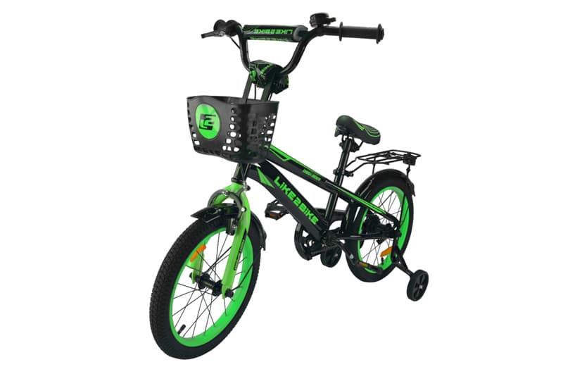 Велосипед дитячий 2-х коліс.16''  241605 Like2bike Dark Rider, чорно-зелений, рама сталь, з дзвінком, ручне гальмо, збірка 75%