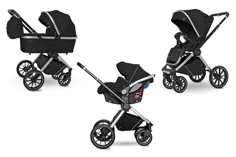Коляска універсальна Optima CRL-6504 (3in1) Leather Black в льоні CARRELLO