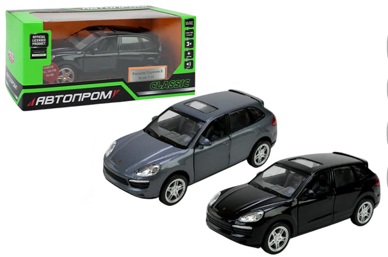 Машина металева 68324 1:32 Porsche Cayenne S, на батарейки, світло,звук,відкриваются двері,коробка 18x9x9см АВТОПРОМ