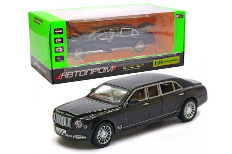 Машина металева 7694 "Автопром" 1:24 Bentley на батарейках: світло, звук, відкриваються двері, в коробці 28,5*14,5*11,5 см