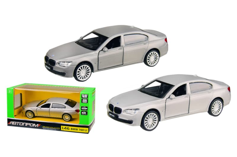 Машина металева "Автопром" 4317 1:46 BMW 760LI, 2 кольори, відкриваються двері, коробка 14,5*6,5*7 см