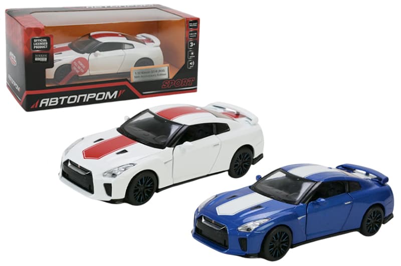 Машина металева 68469 1:32 Nissan GT-R (R35) на батарейки,світло,звук, відкриваються двері,коробка 18x9x9см АВТОПРОМ