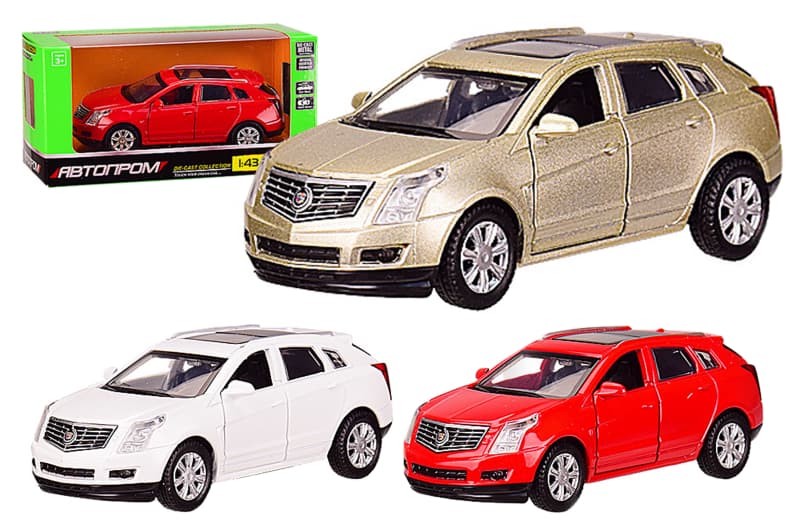 Машина металева 4334 "АВТОПРОМ",1:43 Cadillac SRX, 3 кольори, відкриваються двері, в коробці 14,5*6,5