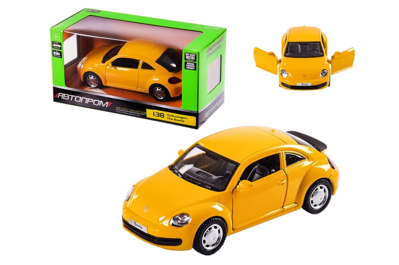 Машина металева "Автопром" 4349 1:38 Volkswagen The Beetle, відкриваються двері, коробка 14,5*6,5