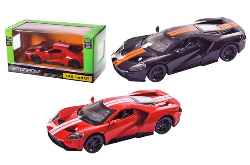 Машина металева 4351 "АВТОПРОМ", 2 кольори, 1:42 Ford GT, відкриваються двері, в коробці 14,5*6,5*7 см