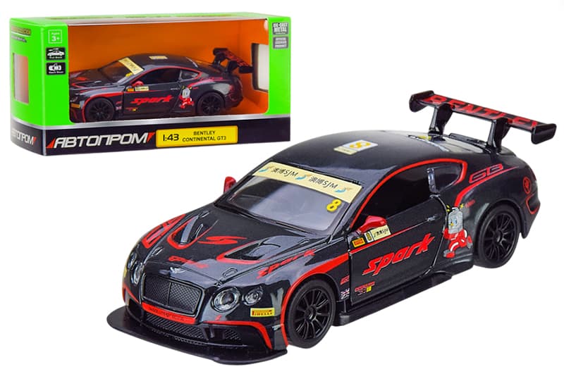 Машина металева 4364, 1:43 Bentley Continental GT3 Concept,1 колір, відкриваються двері, в коробці 14,5x6,5x7 см АВТОПРОМ