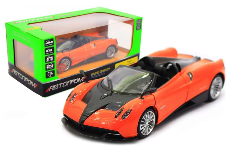 Машина металева 68264B (A) "АВТОПРОМ", 1: 24 Pagani Huayra Roadster на батар.: світло, звук, відкриваються двері, капот, багажник, в коробці 25*10*13 см