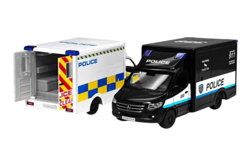 Модель автобус KT5479W 5" MERSEDES-BENZ Sprinter Поліція металева, інерційна, відкриваються двері, 2 види, коробка