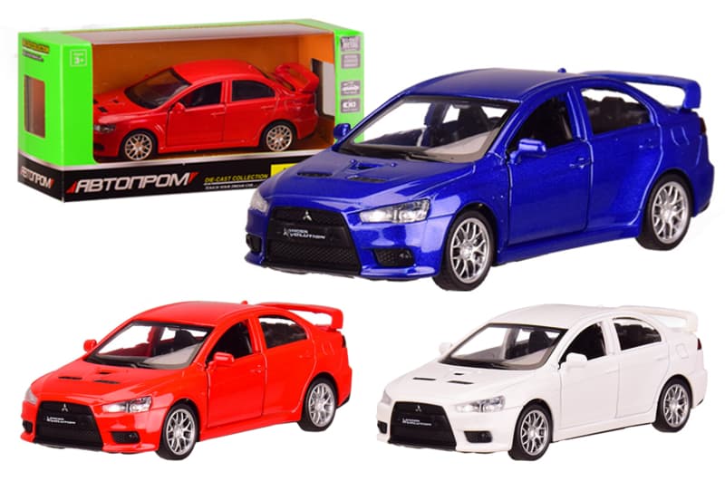 Машина металева 4335 "Автопром", 1: 41 Mitsubishi-lancer-evolution, 3 кольори, відкр. двери, в кор. 14,5 * 6,5 * 7см