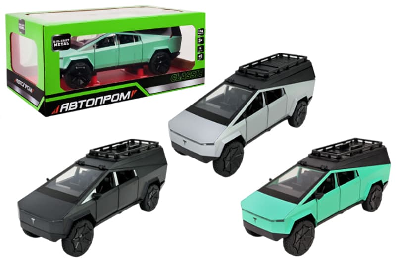 Машина АВТОПРОМ AP7727 Tesla pickups camring,1:24 на батарейках, світло, звук, відкриваються двері, коробка р.28x16x12,8см