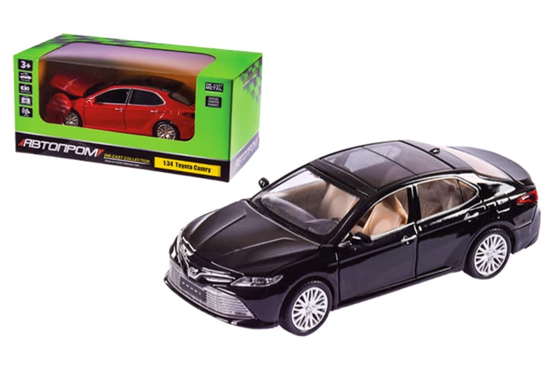 Машина металева 68459, 1:34 Toyota CAMRY , на батар, світло, звук, відкриваються двері, коробка 18x9x9 см АВТОПРОМ