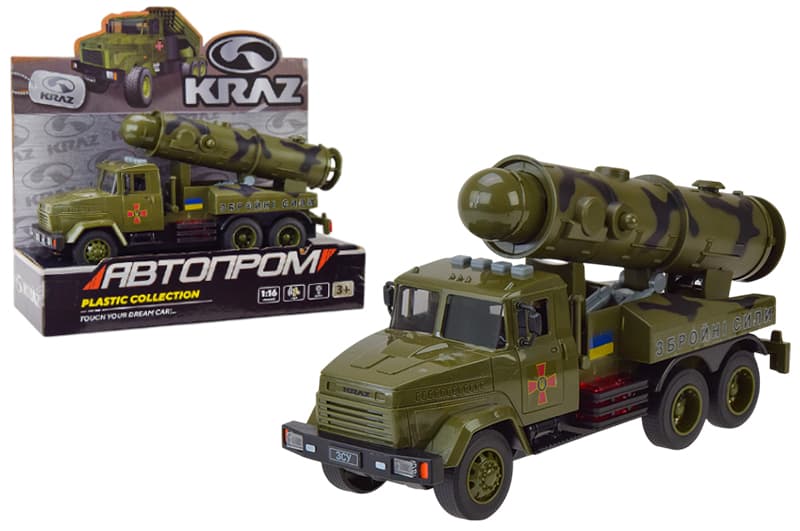Військова техніка "Автопром" КРАЗ KR-2202-02, на  батарейках, світло , звук, в коробці р. 32,5*19*12 см