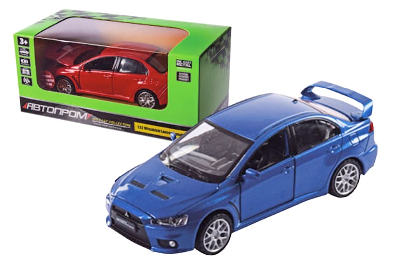 Машина метал 68462 "АВТОПРОМ", 2 кольори, 1:32 Mitsubishi Lancer Evolution, батар, світло, звук, от