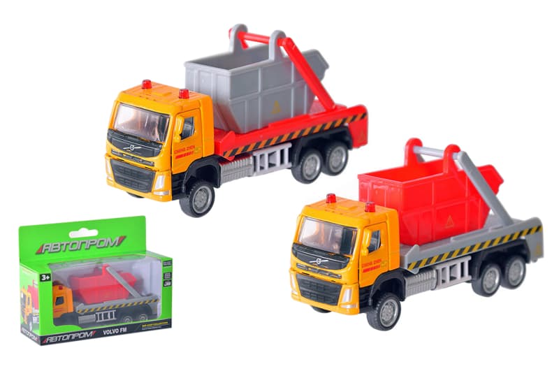 Машина металева "Автопром" 67706K, 1:72 Volvo Swing Arm Garbage Truck, рухомі елементи, у коробці .13,5*7*5см