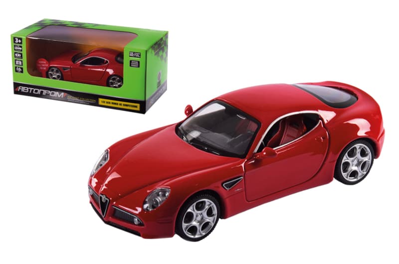 Машина металева АВТОПРОМ 68316 1:32 Alfa Romeo 8C Competizione на батарейки, світло, звук, відкриваються двері, коробка 18*9*9 см