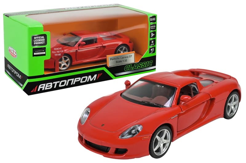 Машина металева 68343 1:32 Porsche Carrera GT ,батар, світло, звук, відкриваються двері, коробка 18x9x9см АВТОПРОМ