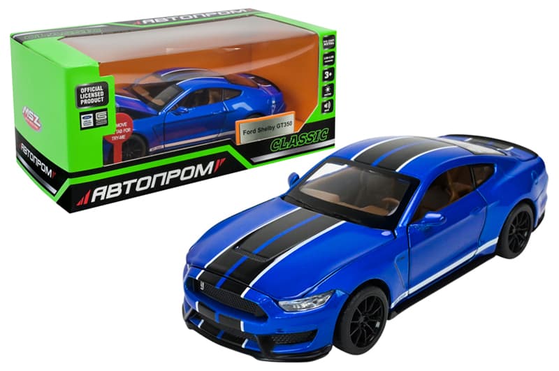 Машина металева 68441 (7948),1:32 Ford Shelby GT350, 3 кольори, світло, звук, в коробці 19x9x8 см АВТОПРОМ