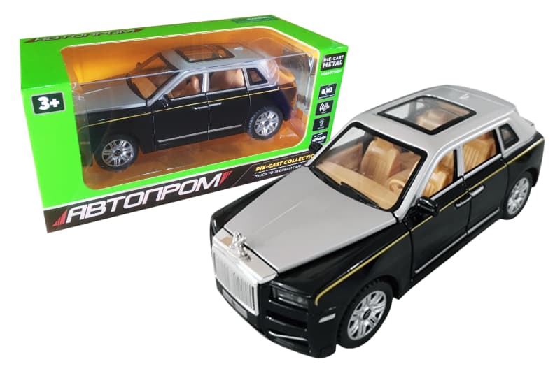 Машина металева 76100 "АВТОПРОМ",1:28, на батарейки, світло, звук, відкриваються двері, капот, багажник, в коробці – 19.5*9*9 см.