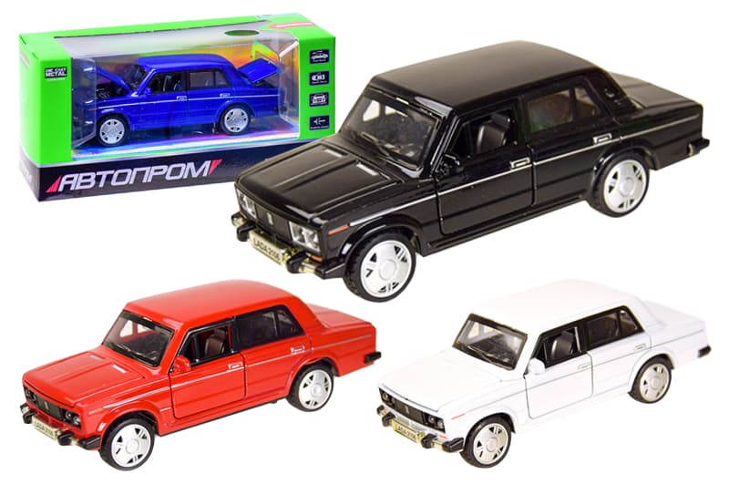 Машина металева 7642 1: 32-36 Lada 2106 на батарейках: світло та звук, відкриваються двері, в коробці 20x8x9,3 см АВТОПРОМ