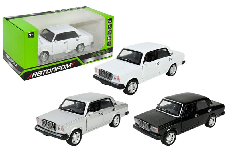Машина металева 7645 1:32-36 Lada 2107,3 кольори, на батарейки, світло, звук,у коробці 20*9,5*8,6см АВТОПРОМ