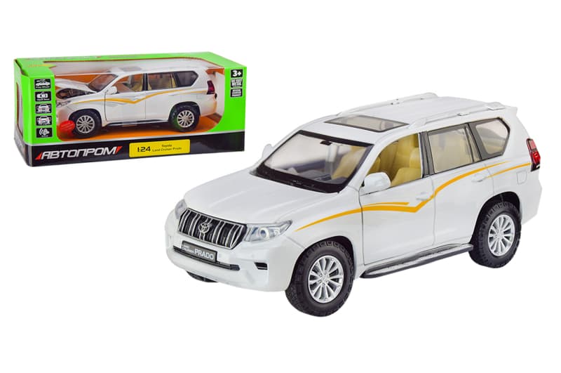 Машина металева 68270A(W) 1:24 "Land Cruiser Prado" на батарейках, світло, звук, відкриваються двері, капот, багажник, коробка 24,5x12x10 см АВТОПРОМ