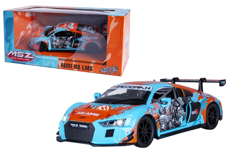 Машина металева 68291A(B) 1:24 Audi R8 LMS, на батарейки, світло, звук, відкриваються двері, коробка 26,5x13,5x12 см АВТОПРОМ