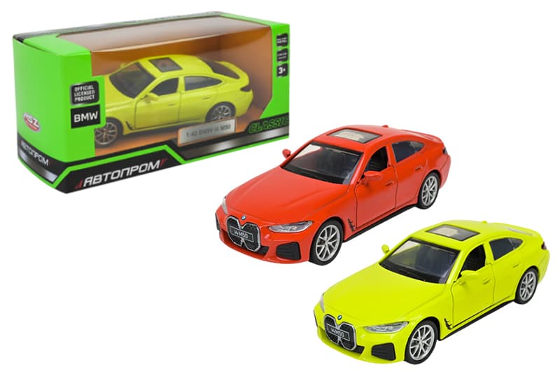 Машина металева "Автопром" 4378,  1:43 BMW I4 M50, 2 кольори, відкриваються двері, в коробці р. 14,5*6,5*7см