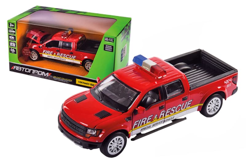 Машина металева 68424 "Автопром",1:34 Ford F-150 SVT Raptor-Police, батарейки, світло, звук, відкриваються двері, коробка 18*9*9 см