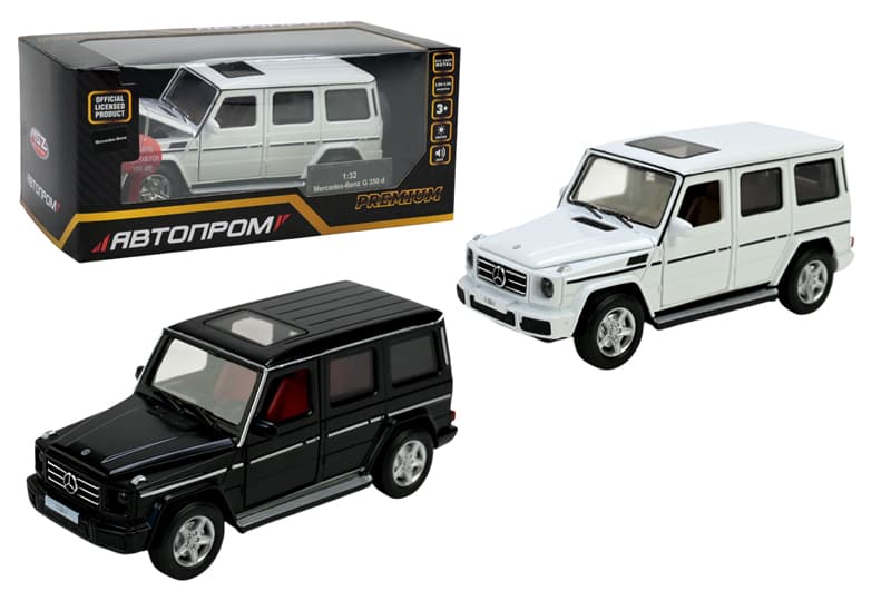 Машина металева 68436 "АВТОПРОМ", 3 кольори, 1:32 Mercedes-Benz G 350 d, світло, звук, відкриваються двері,в коробці 18*9*8 см