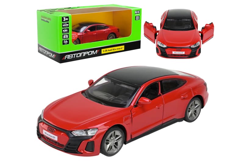 Машина металева 68721 1:36 "Audi E-tron GT", батарейки,світло,звук, відкриваються двері, коробка 18x9x8 см АВТОПРОМ