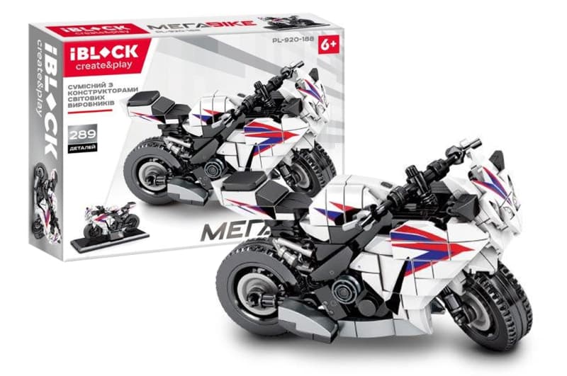 Конструктор IBLOCK PL-920-188 МЕГАBIKE, 289 деталей, коробка 28*21*5,5 см