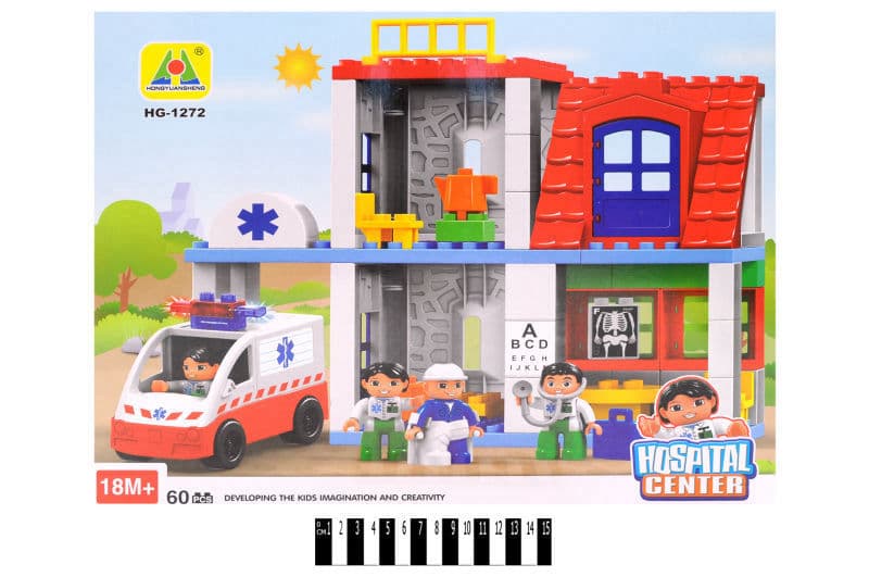 Конструктор блочний типу Duplo 60 дет. HG-1272 Hospital center р.47х10х37,5 см.
