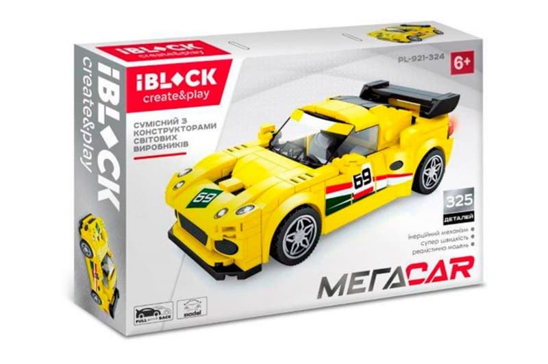 Конструктор IBLOCK PL-921-324 МЕГАCAR, 325дет., в коробці 23,5*5,8*36 см