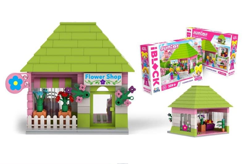 Конструктор Kids hits, IBLOCK JUNIOR , KH08/013/11, Квітковий магазин, 328 дет.,2 фігурки у коробці р. 37,5*25,5*6 см.