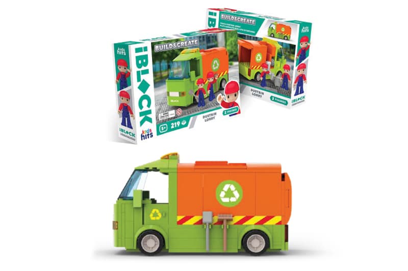 Конструктор Kids hits IBLOCK JUNIOR KH17/005/1 219дет., Вантажівка для збору сміття, коробка 32*21,5*5 см