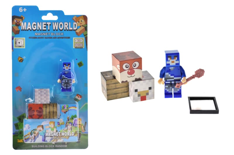 Конструктор магнітний Magnet World 3 куб. +1фігурка, на планшеті 21*11*2см. S001-7/AA15-6