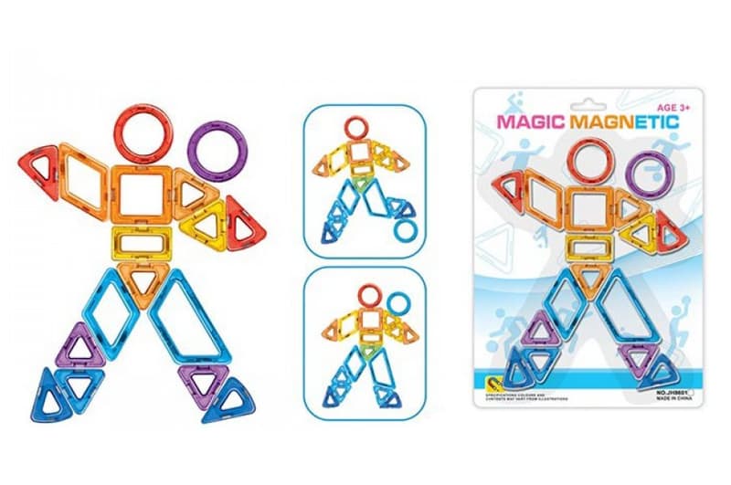 Конструктор магнітний MAGIC MAGNETIC JH8601-3 17 деталей, планшет 28,5*0,5*20,5 см