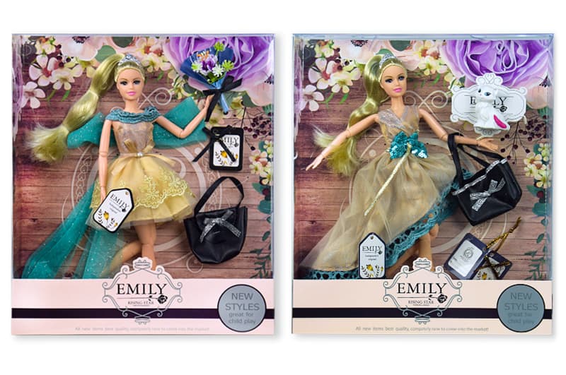 Лялька "Emily" QJ079B/QJ079 2 види , з сумочкою і аксесуарами, в коробці 33*28*6см