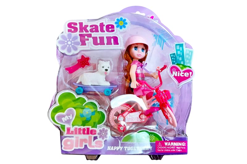 Лялька "Mini doll" на велосипеді на блістері 63023 р.28*30*8см