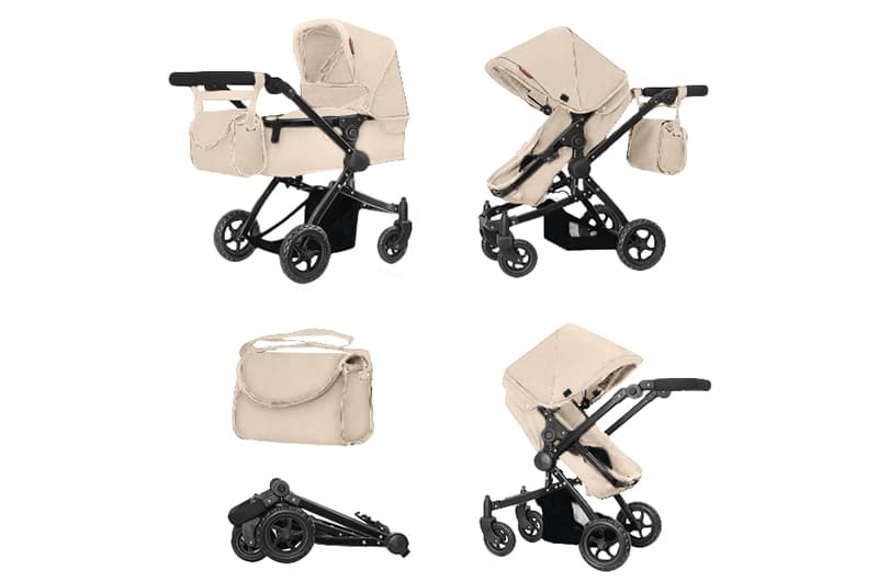 Візок для ляльки 2в1 MAESTRO 9651B CREAM з сумкою метал.кор.45x14.5x38 см CARRELLO
