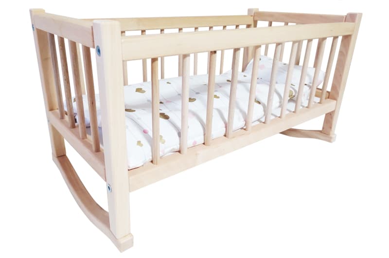 Ліжечко для ляльок 04331 дерев'яне з постіллю р.48x25x27 см