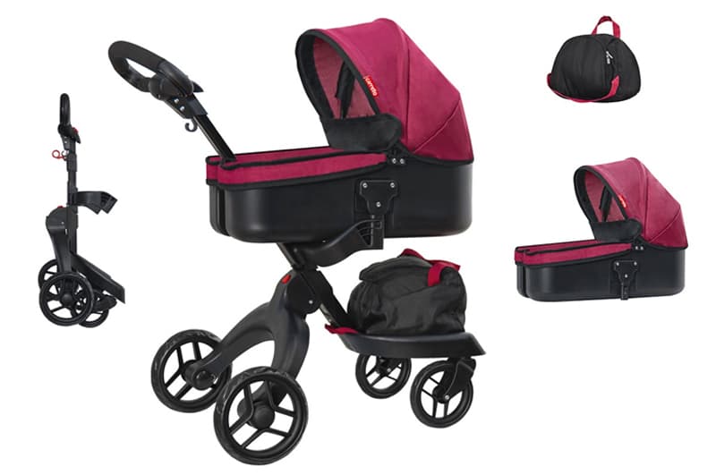 Візок для ляльки 9631A GLORIA DEEP RED з сумкою, металева, в коробці р.68x29,5x36 см CARRELLO