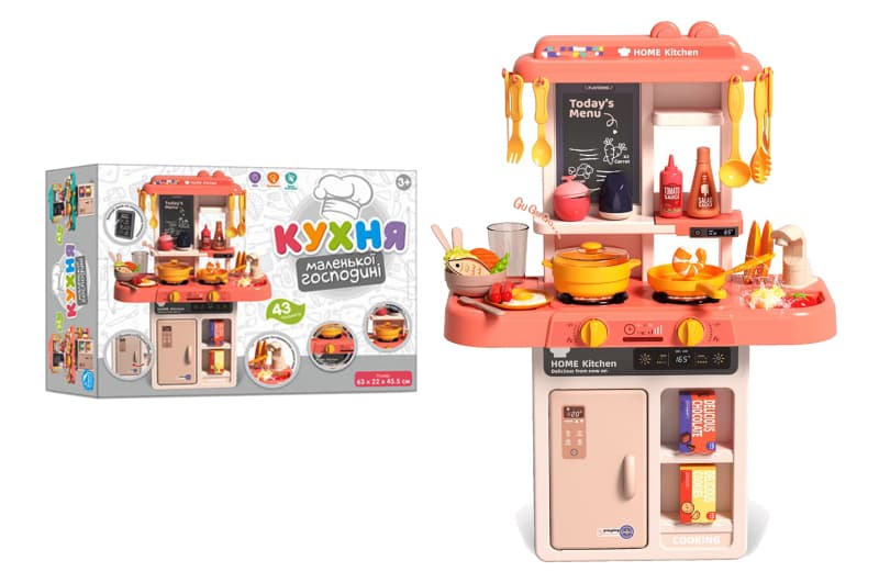 Кухня 889-257/258 з посудом батар.муз.світ.тече вода 2кол.кор.49,5*14,5*35