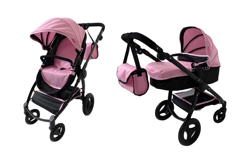 Візочок для ляльки 9696 "Ultra" PINK 2в1 з сумкою, металевий, в коробці р.51x14,5x44,5 см CARRELLO