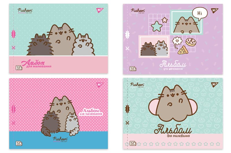 Альбом для малювання 130588 "Pusheen" 12арк А4 скоба YES