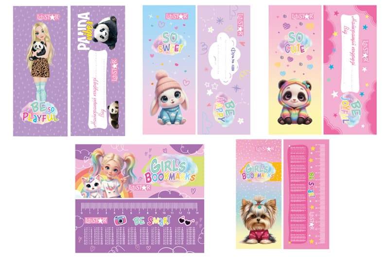 Набір ламінованих закладок для книг LS-07 "GIRLS BOOKMARKS"