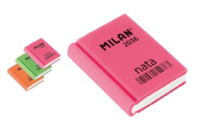Гумка MILAN 2036 прямокутна книга-кольорова (36 шт/уп)